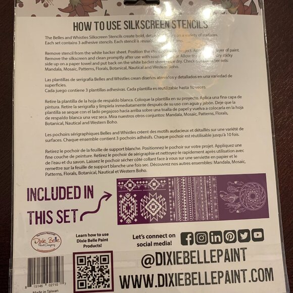Dixie Belle Silkscreen Stencils Western Boho with Thingamajig Applicator - Picture 4 of 5